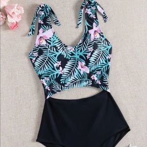 NW - SHEIN tropical tie shoulder one piece swimsuit